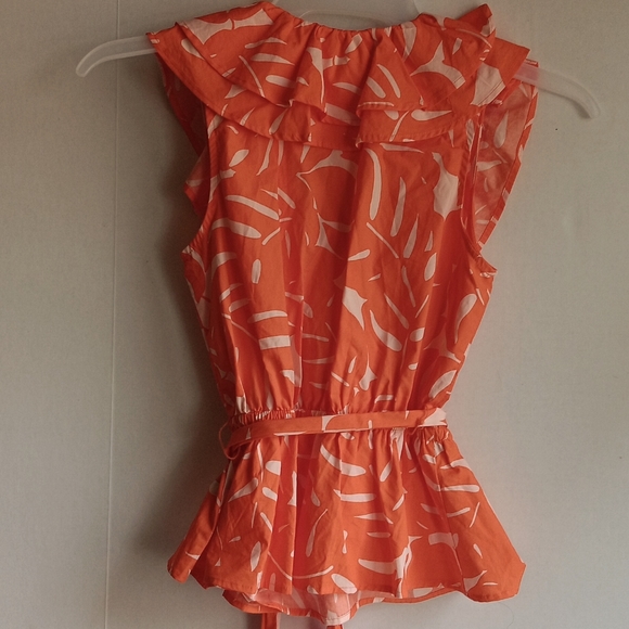 SUMMER SLEEVELESS ORANGE RUFFLE TOP - Picture 3 of 4